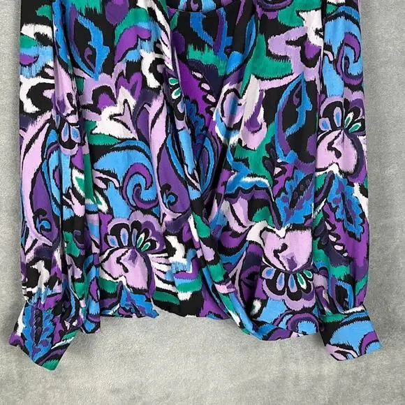 Susan Graver Top Womens Extra Large Purple Long Sleeve Layered Blouse Office - Picture 3 of 14